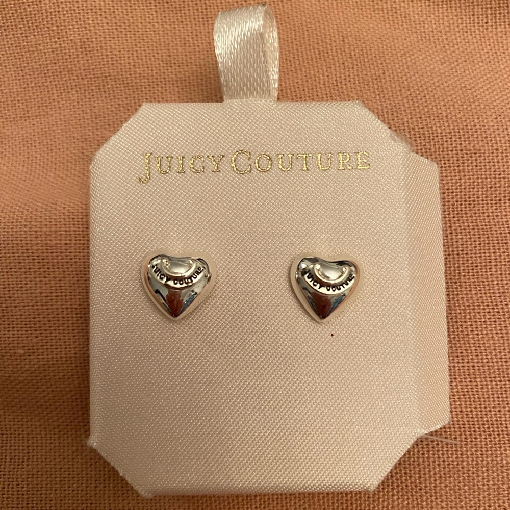 VINTAGE SILVER JUICY COUTURE HEART EARRINGS